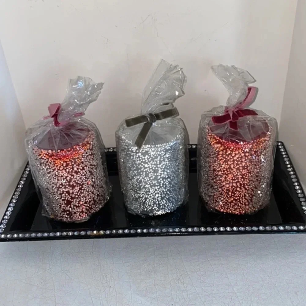 Z Gallerie Silver‎ Holiday Jeweled Candle NWT
